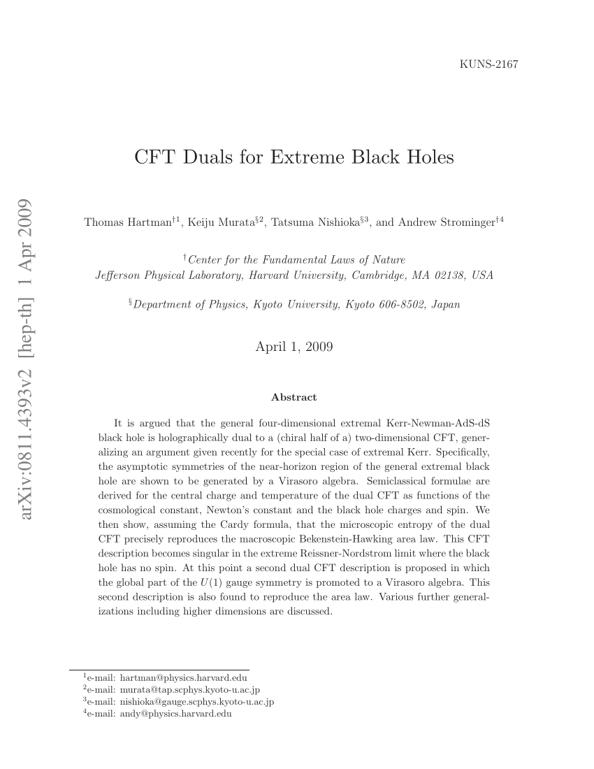 PDF) CFT Duals for Extreme Black Holes