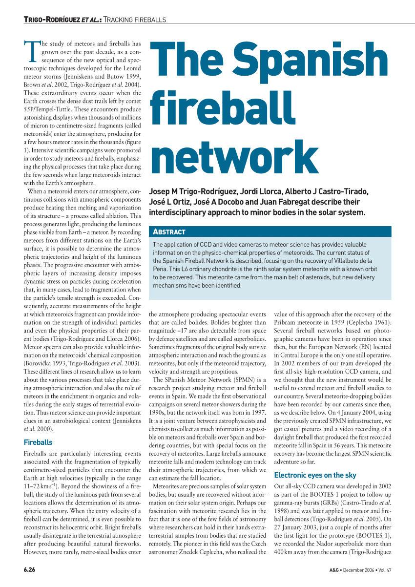 Pdf The Spanish Fireball Network