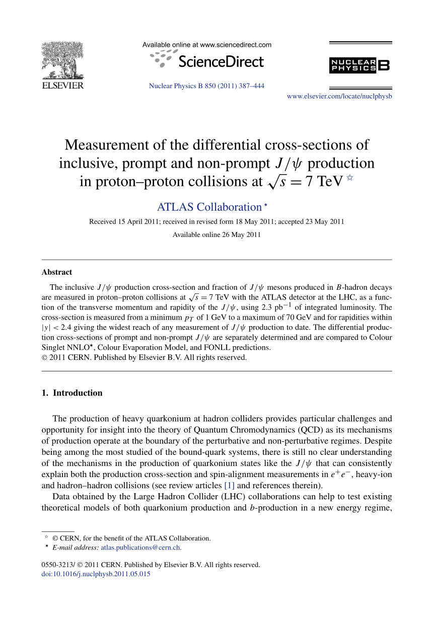 Pdf Measurement Of The Differential Cross Sections Of Inclusive Prompt And Non Prompt J Ps Production In Proton Proton Collisions At S 7 Tev