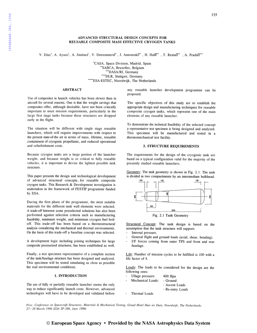 (PDF) Advanced structural design concepts for reusable composite mass