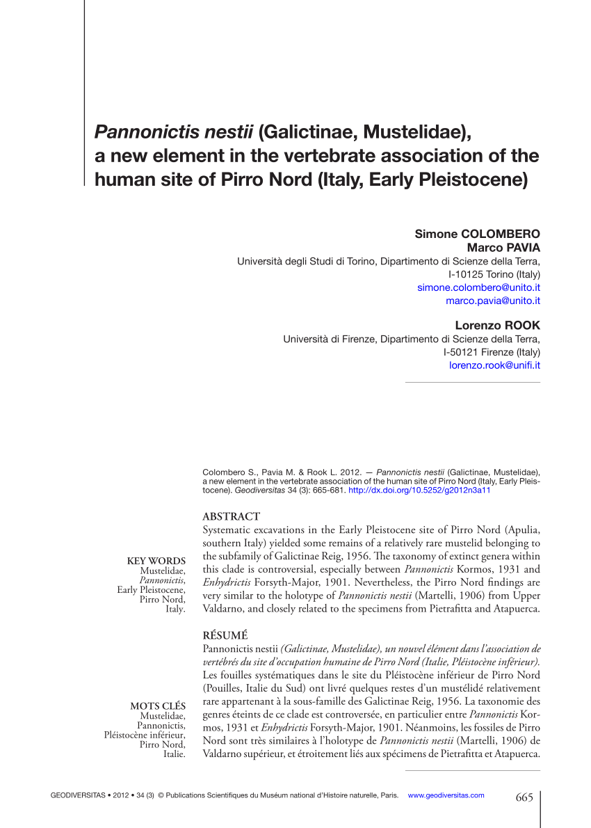 (PDF) Pannonictis nestii (Galictinae, Mustelidae), a new element in the