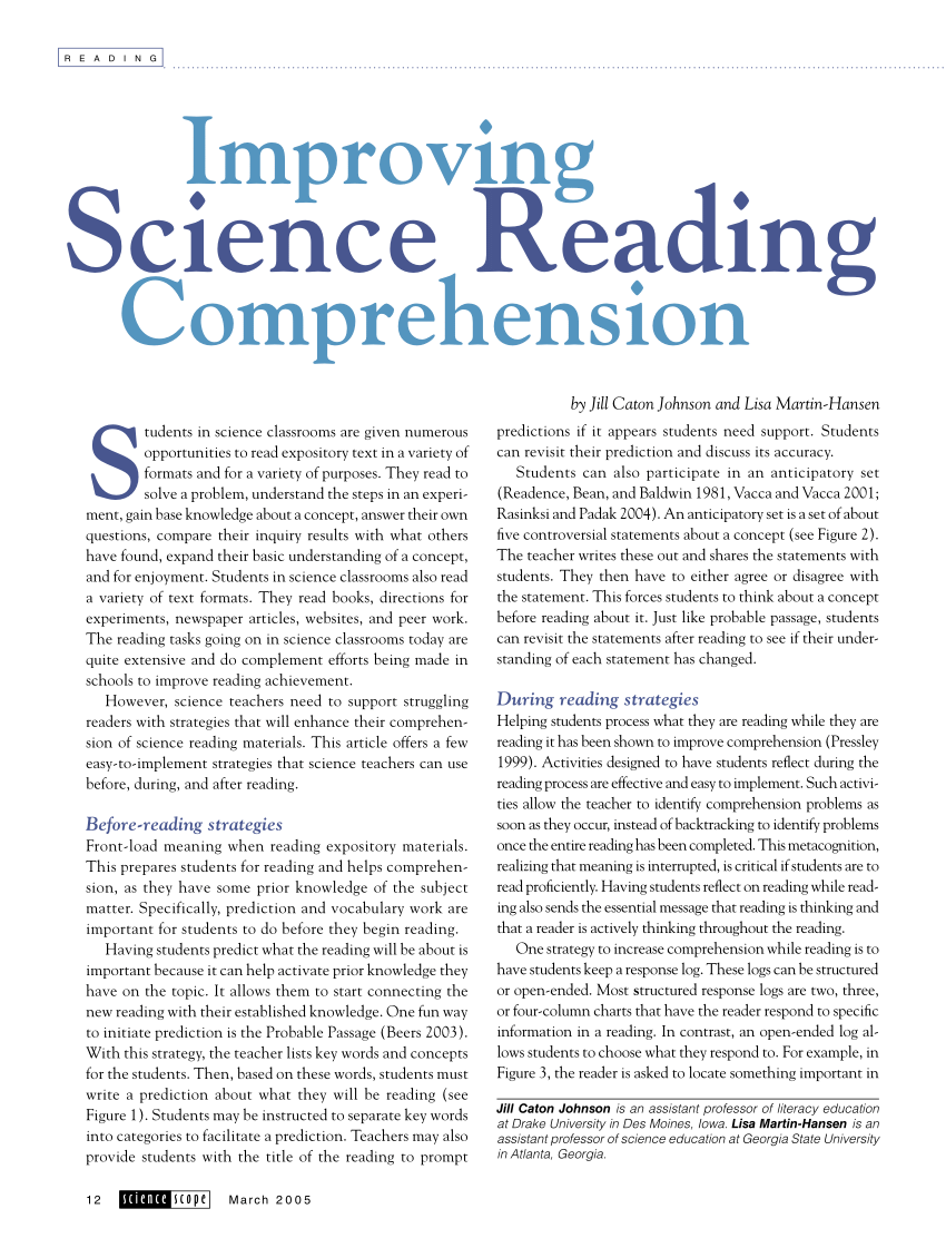 research topic in reading comprehension