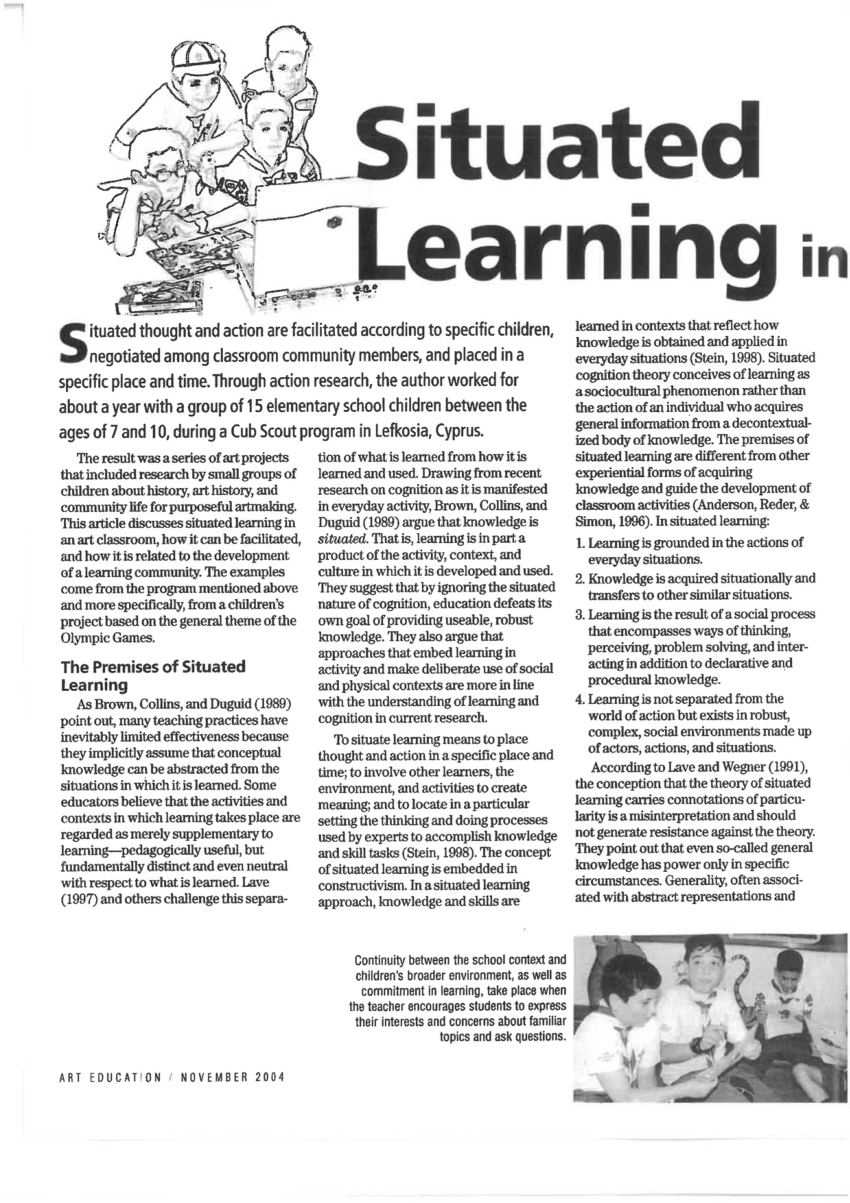 Pdf Situated Learning In A Classroom Community