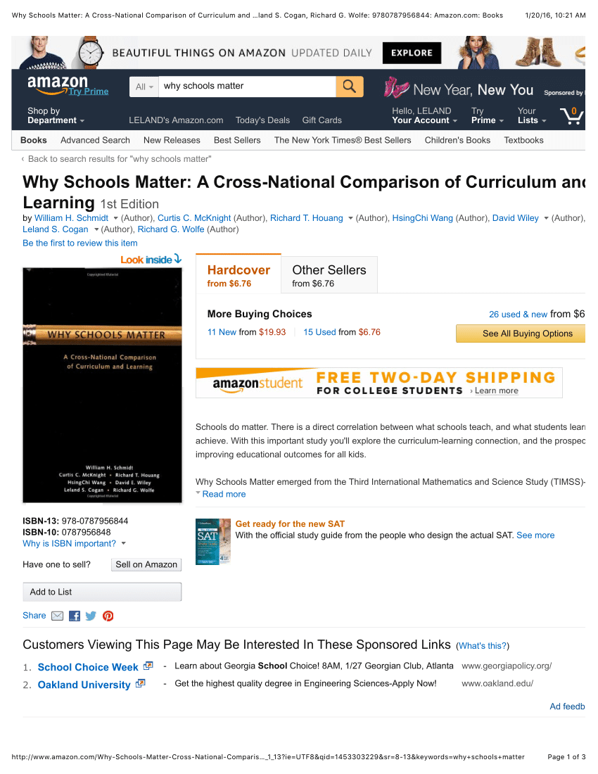 Pdf Why Schools Matter A Cross National Comparison Of Curriculum