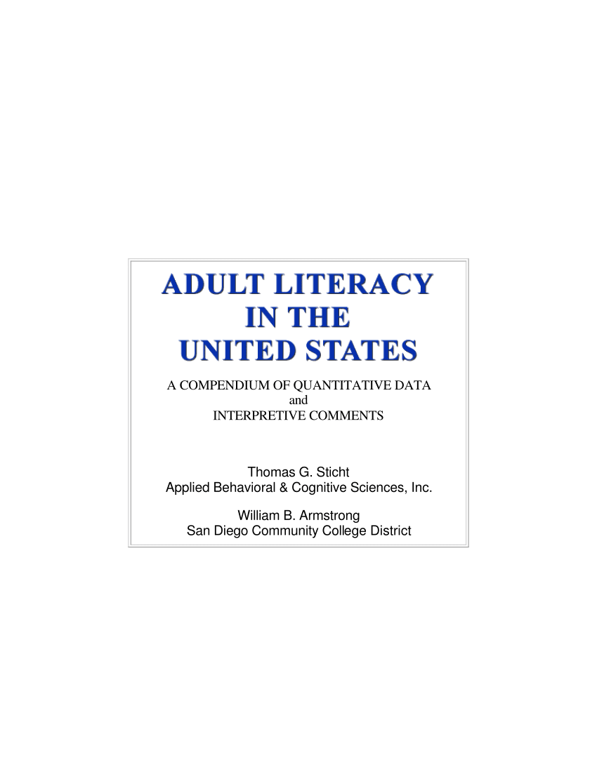 PDF) Adult Literacy in the United States: A Compendium of ...