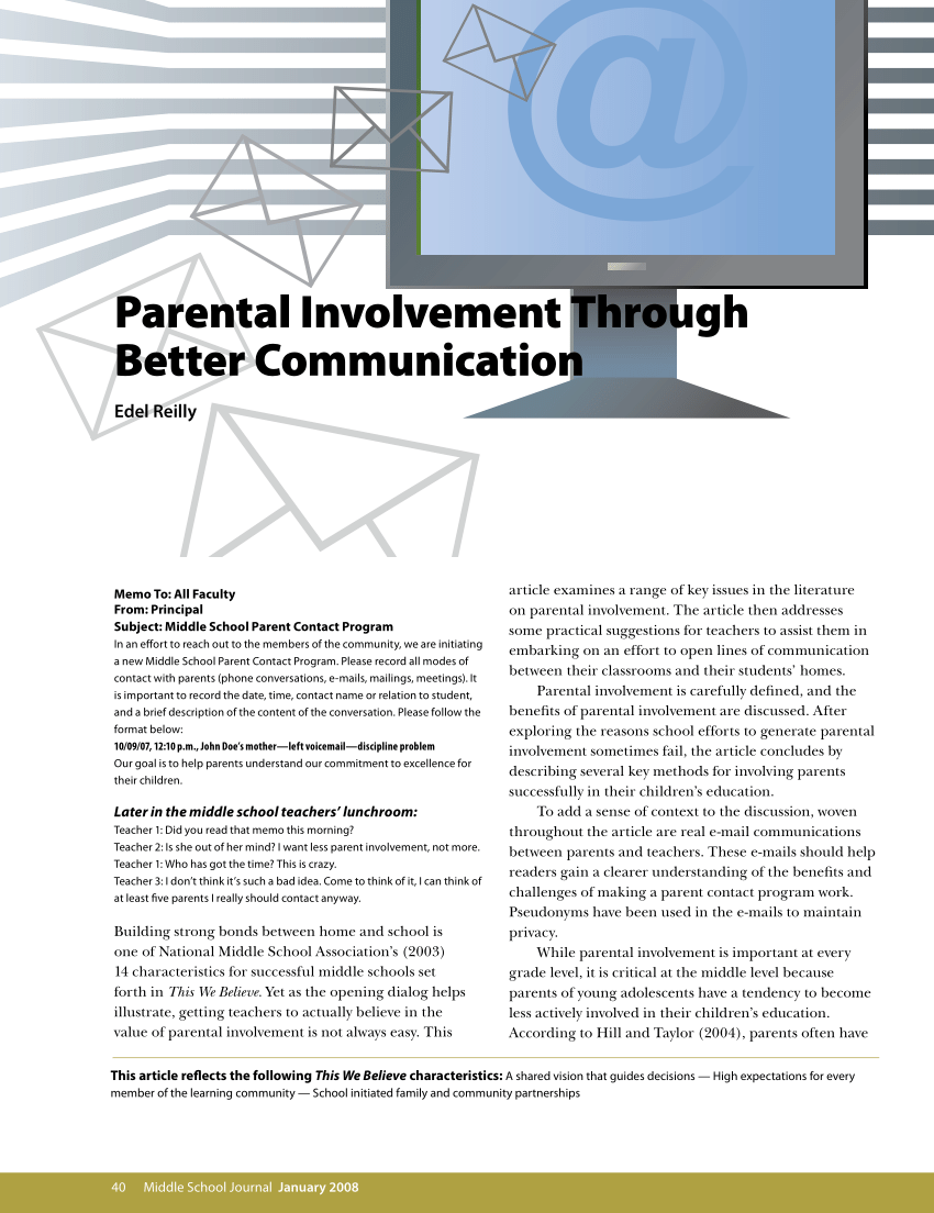  PDF Parental Involvement Through Better Communication