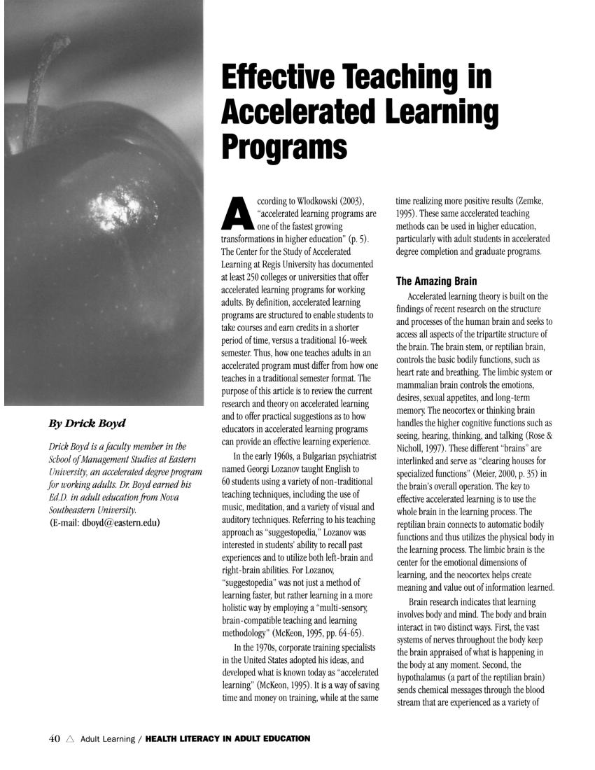 (PDF) Effective Teaching in Accelerated Learning Programs
