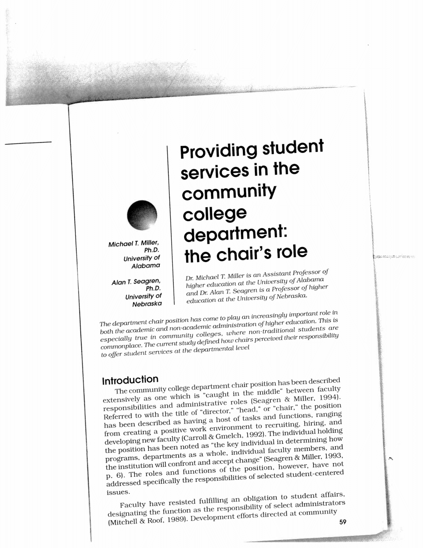 Pdf Providing Student Services In The Community College