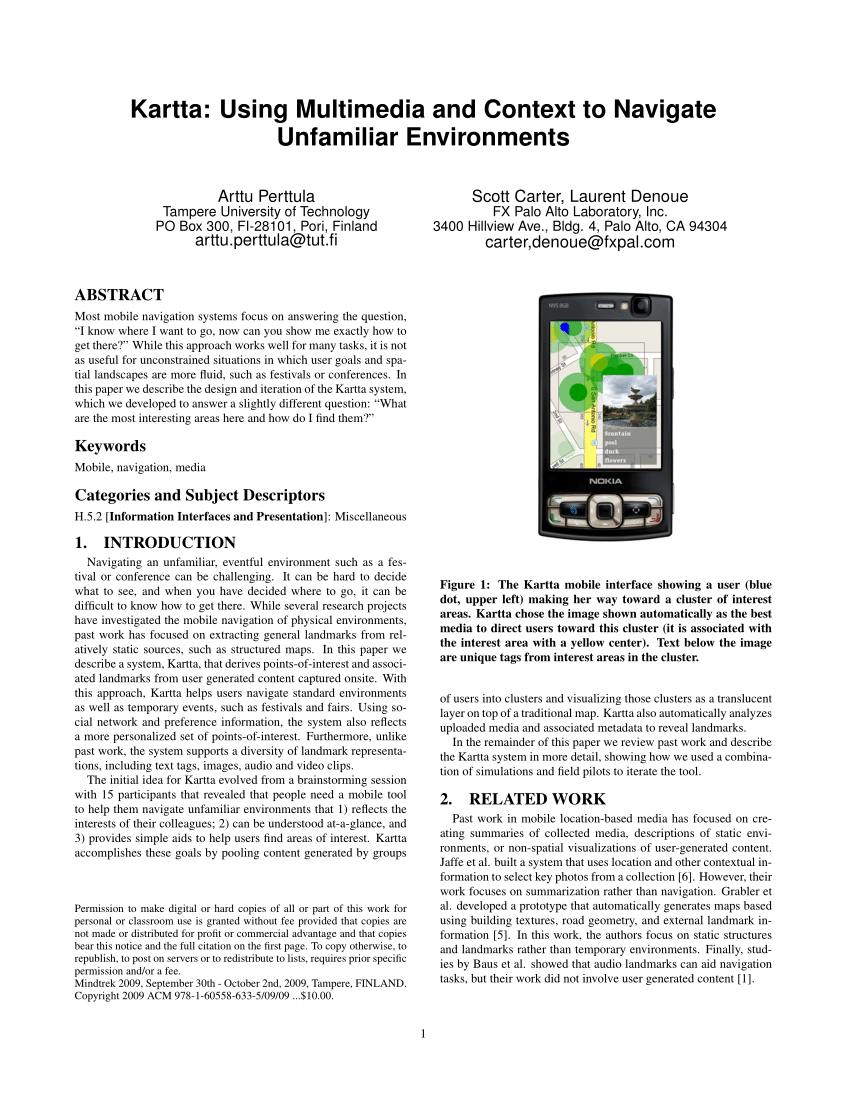 PDF) Kartta: using multimedia and context to navigate unfamiliar  environments