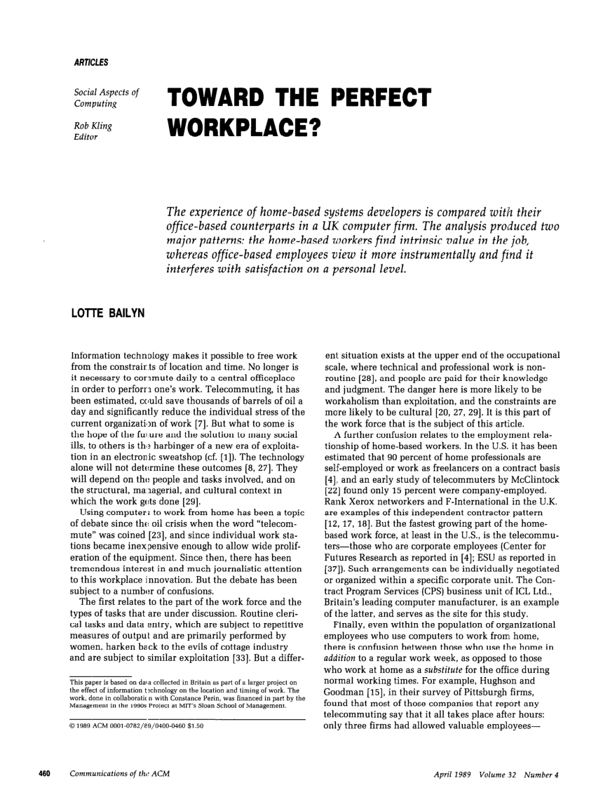 the perfect workplace essay pdf