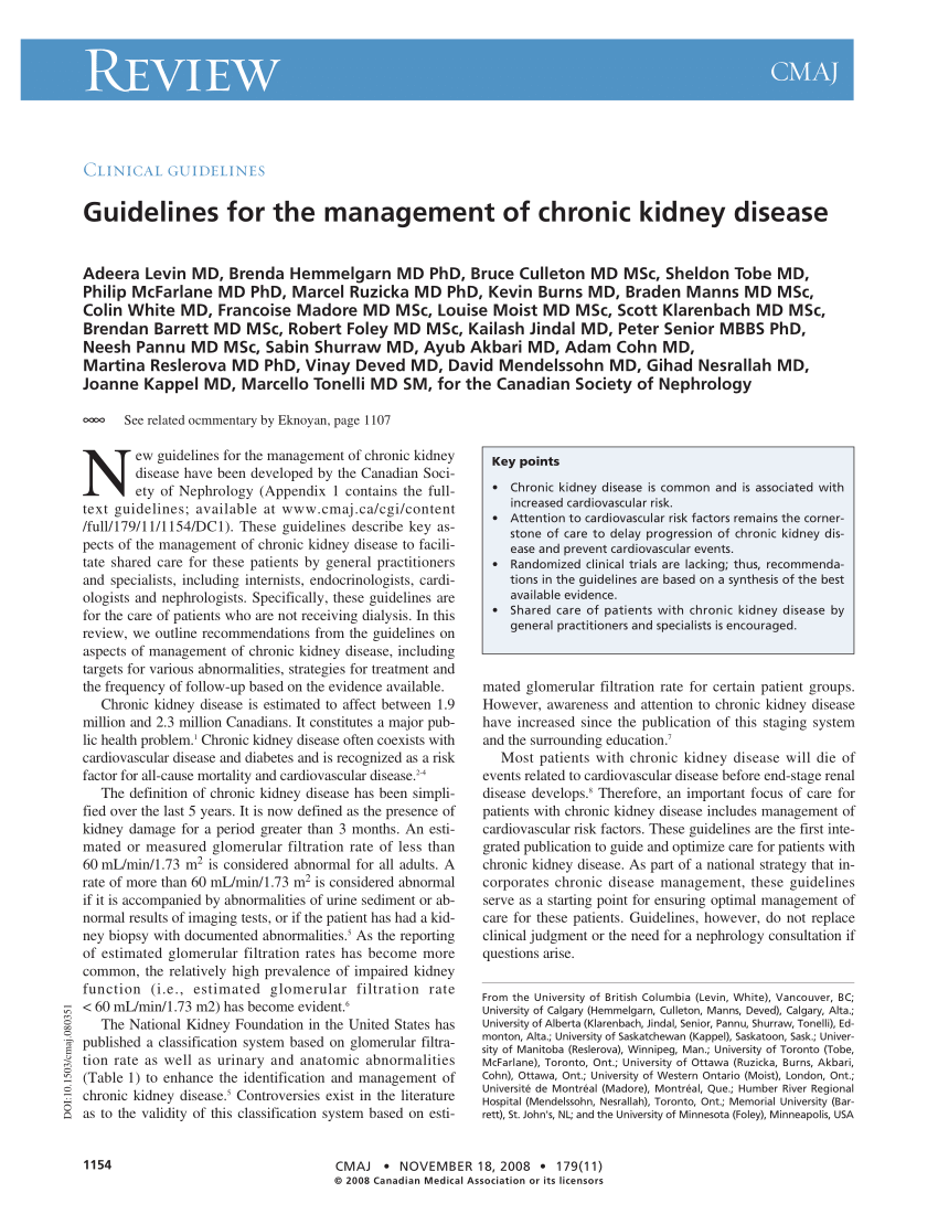 (PDF) Guidelines for the management of chronic kidney disease