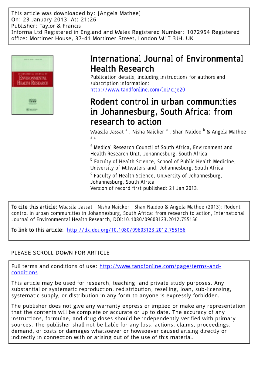 Pdf Rodent Control In Urban Communities In Johannesburg South - pdf rodent control in urban communities in johannesburg south africa from research to action