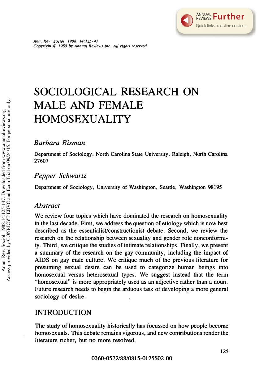 Pdf Sociological Research On Male And Female Homosexuality 