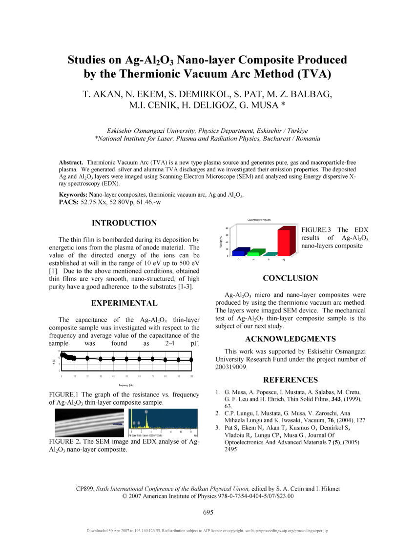 Pdf Studies On Ag Al2o3 Nano Layer Composite Produced By The Thermionic Vacuum Arc Method Tva