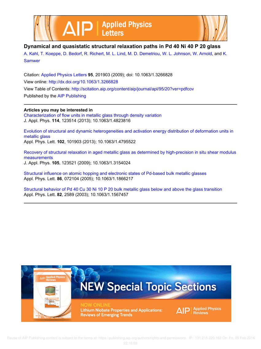 Pdf Dynamical And Quasistatic Structural Relaxation Paths In Pd40ni40p Glass