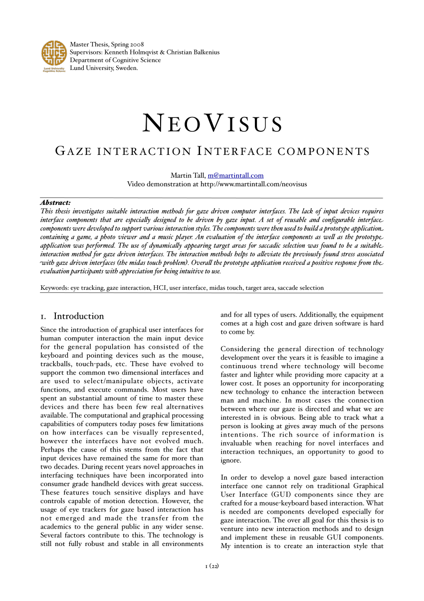 Pdf Neovisus Gaze Interaction Interface Components