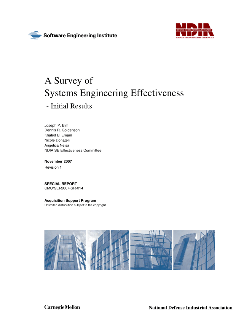 Pdf A Survey Of Systems Engineering Effectiveness