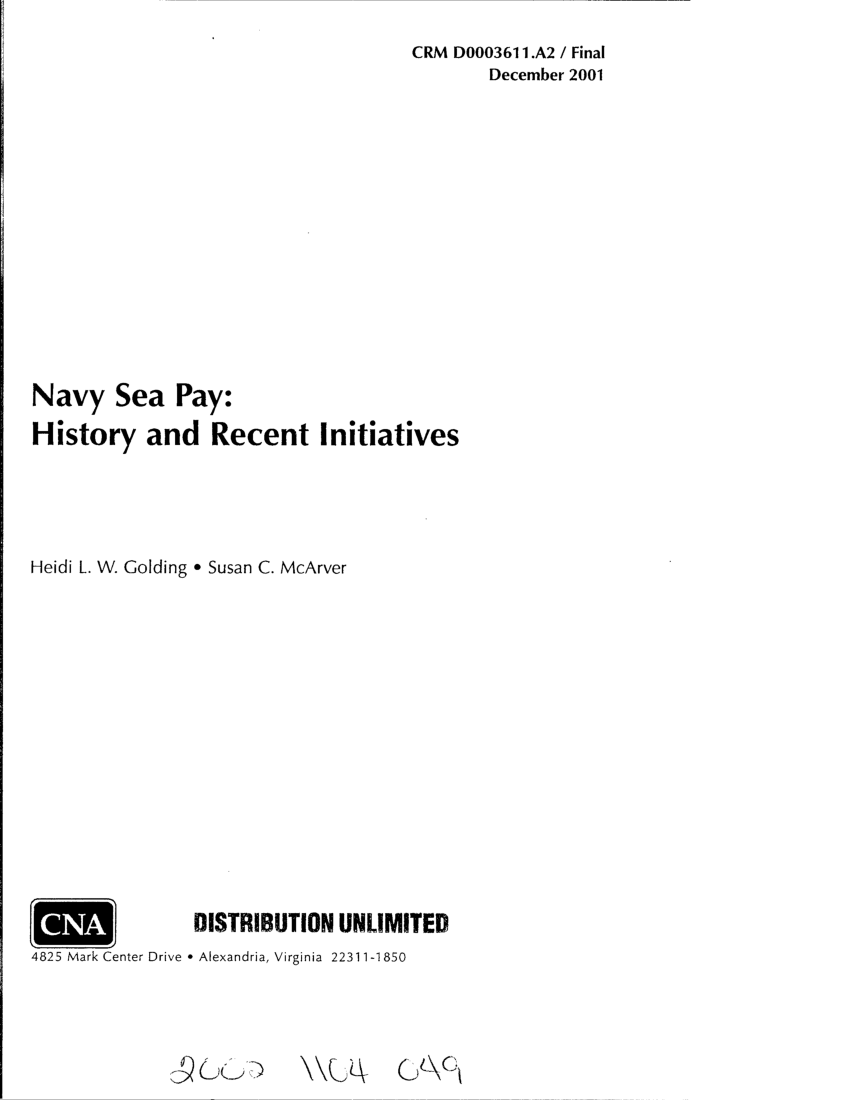 (PDF) Navy Sea Pay History and Recent Initiatives