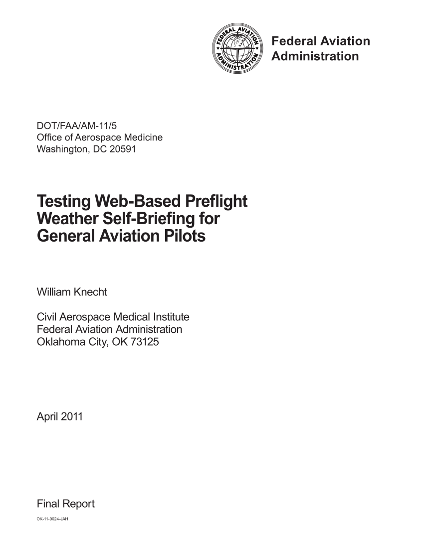 Pdf Testing Web Based Preflight Weather Self Briefing For General