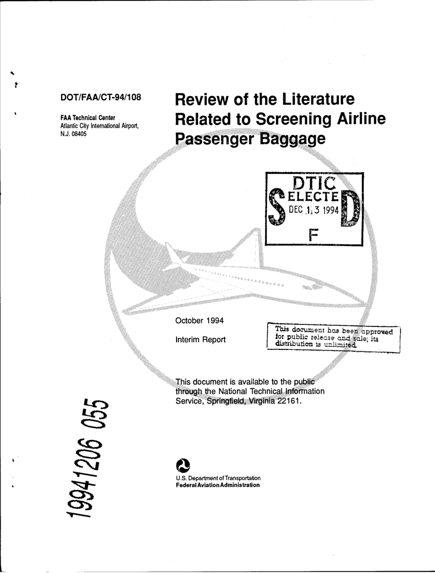 PDF) Review of the Literature Related to Screening Airline ...