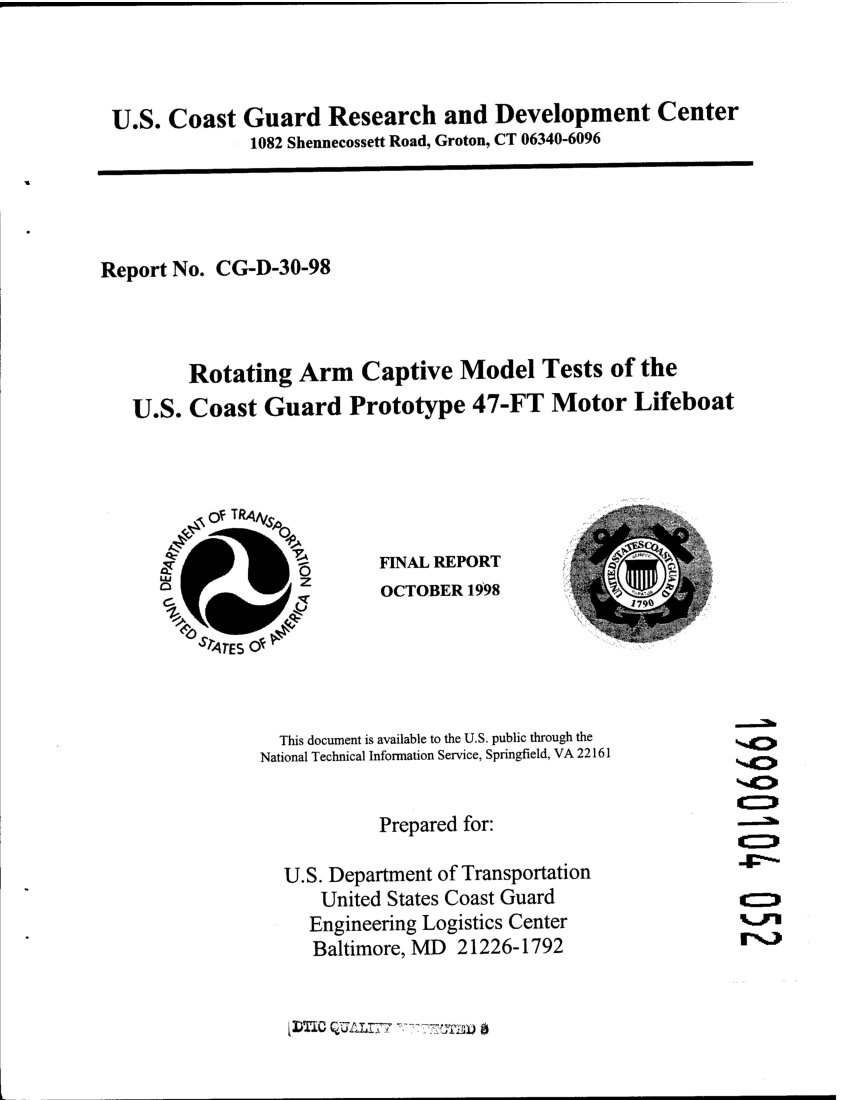 (PDF) Rotating Arm Captive Model Tests of the U.S. Coast Guard