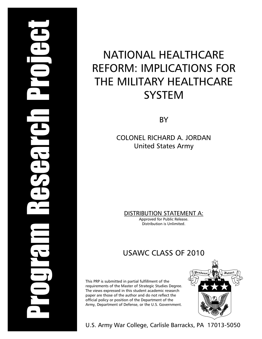 (PDF) National Healthcare Reform Implications for the Military
