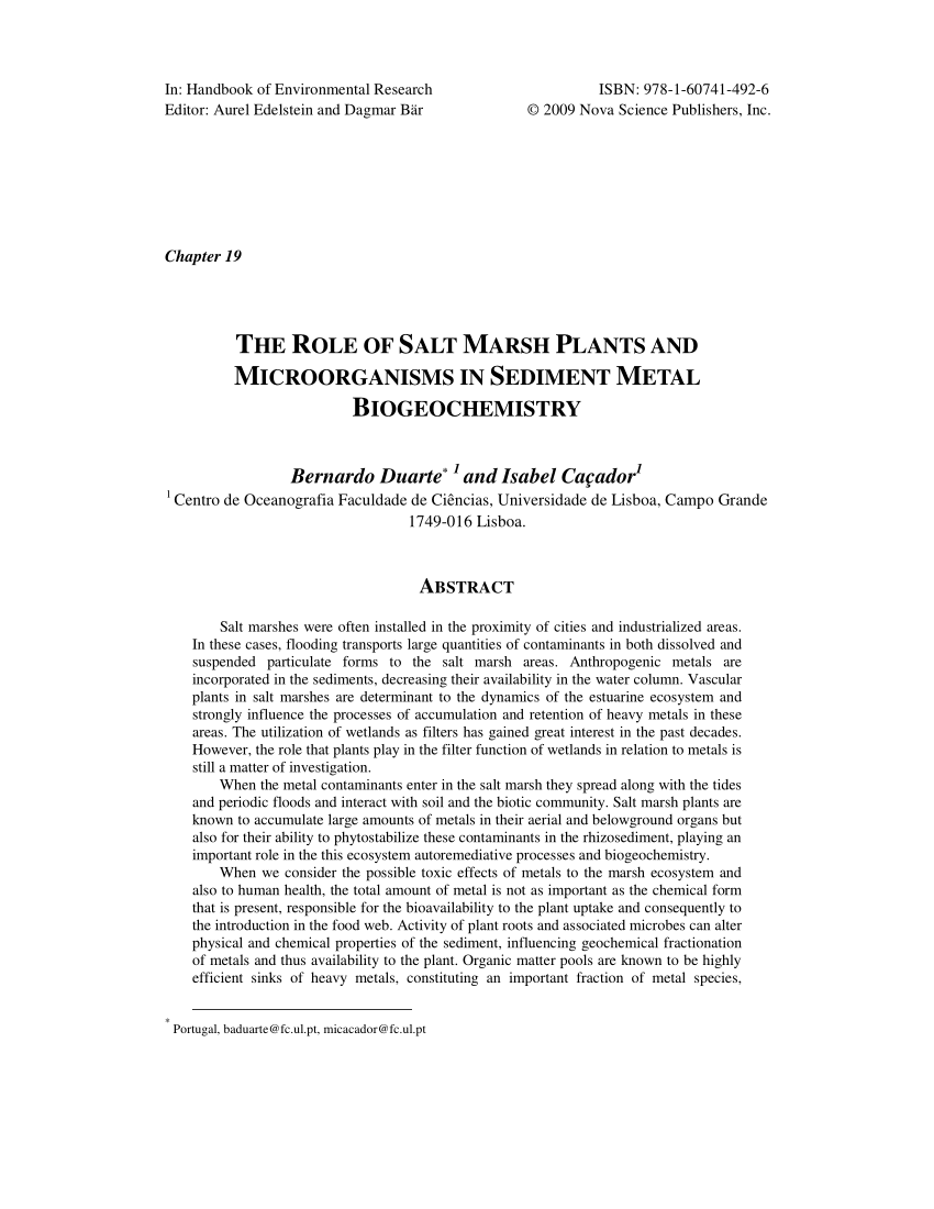 (PDF) The role of salt marsh plants and microrganisms in sediment metal