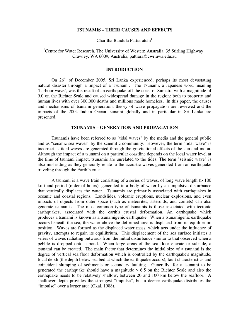 causes and effects of tsunami essay