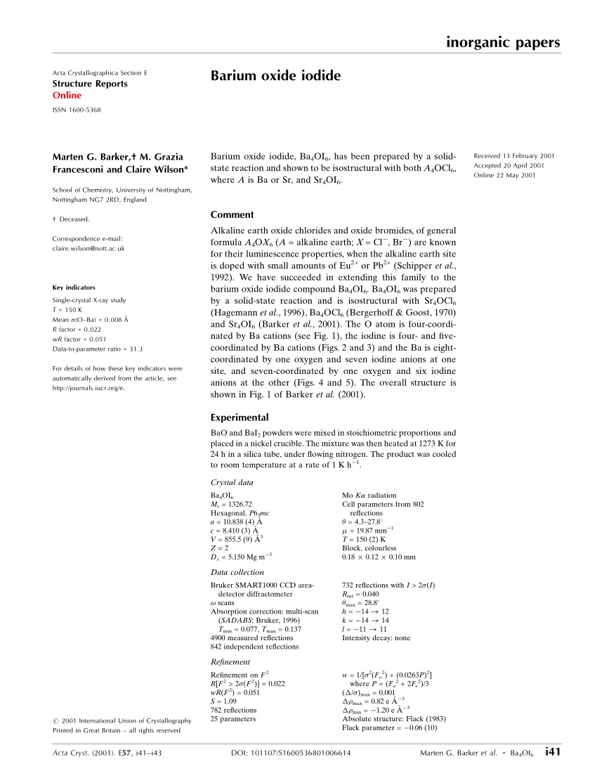 Barium iodide lab report