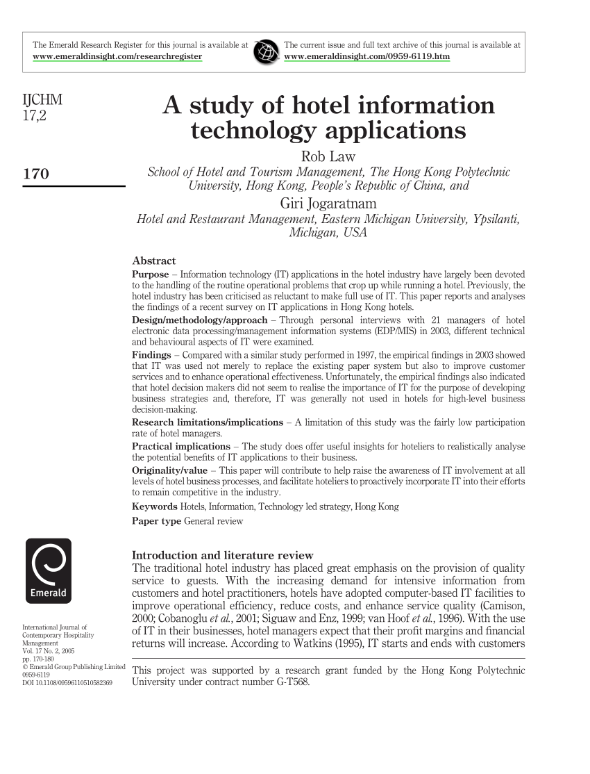 research report on hotel industry