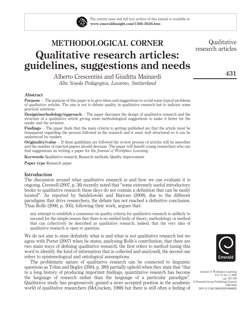qualitative research design articles