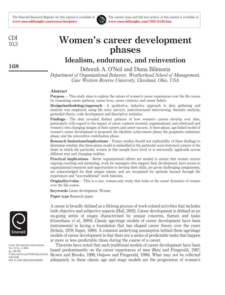 research on women's career development