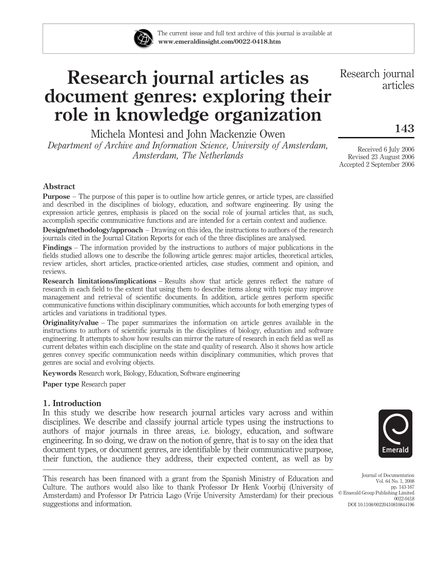 research journal article example