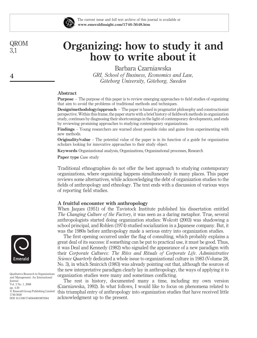 research paper organization