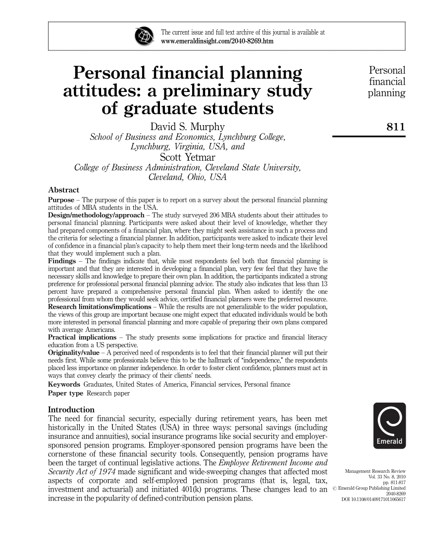 financial planning research paper