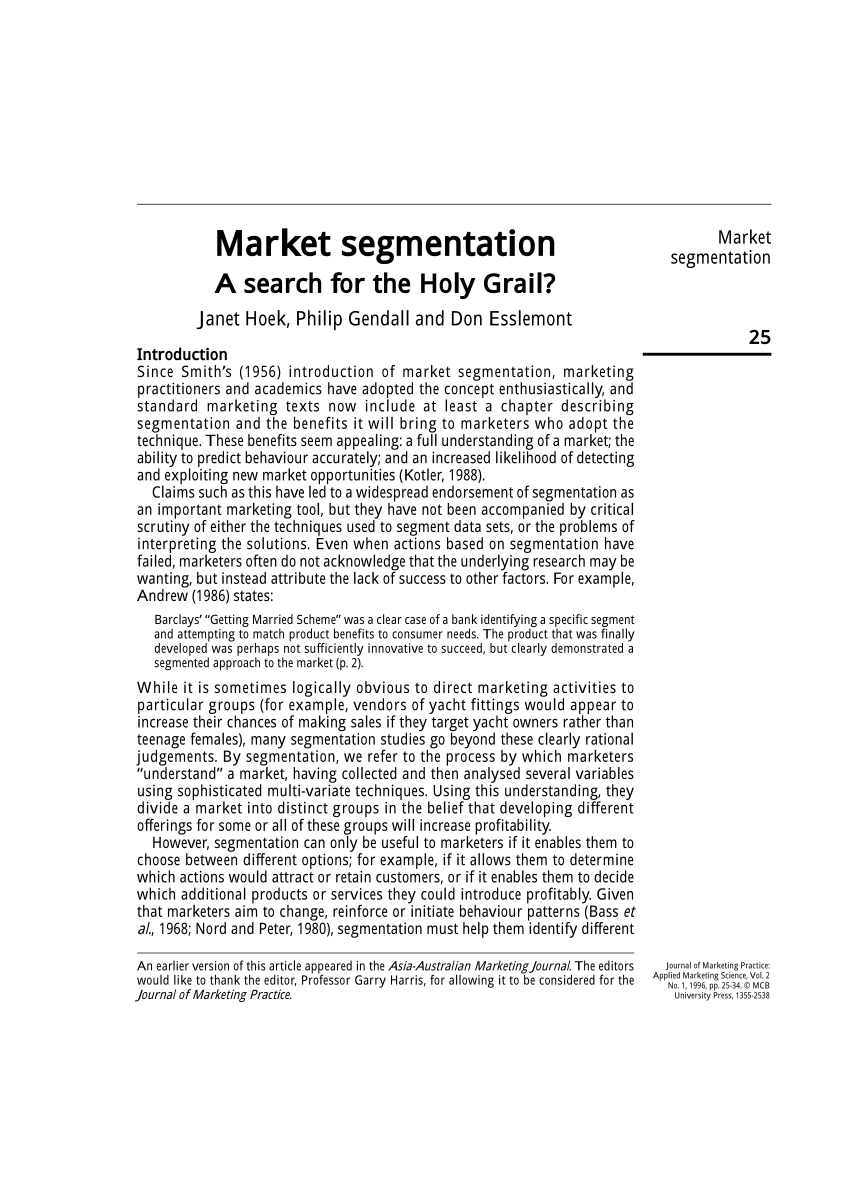 market segmentation essay conclusion
