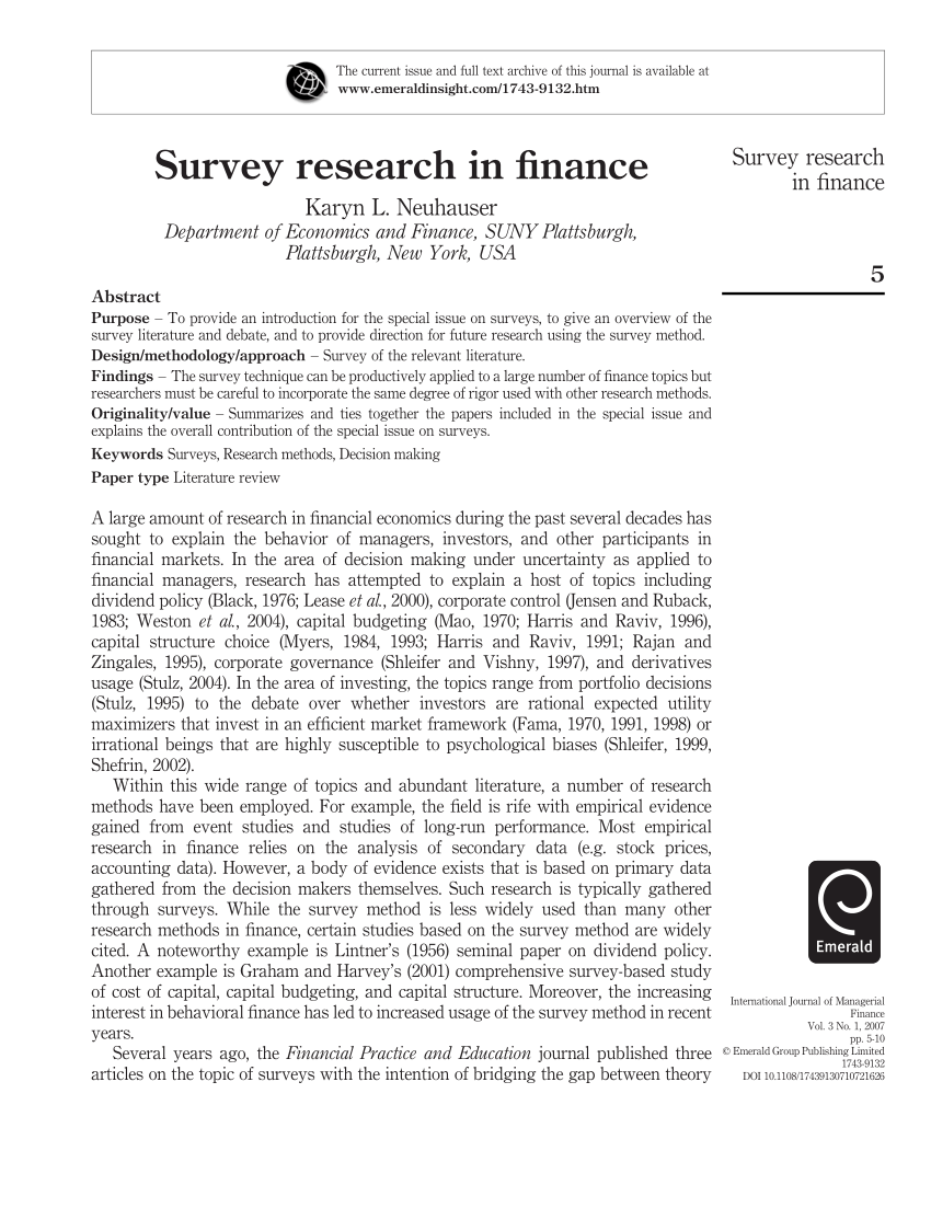 latest research papers in finance
