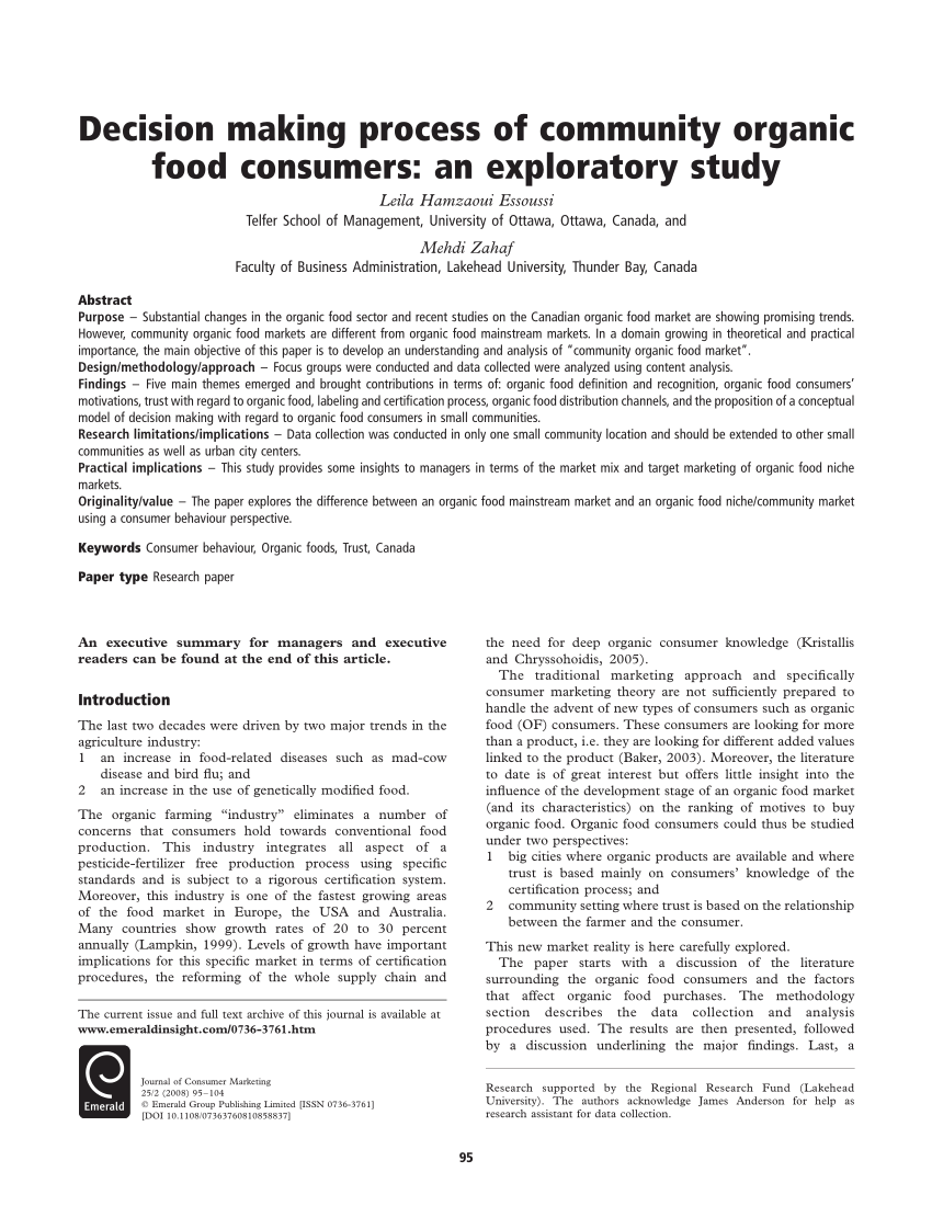organic food research paper