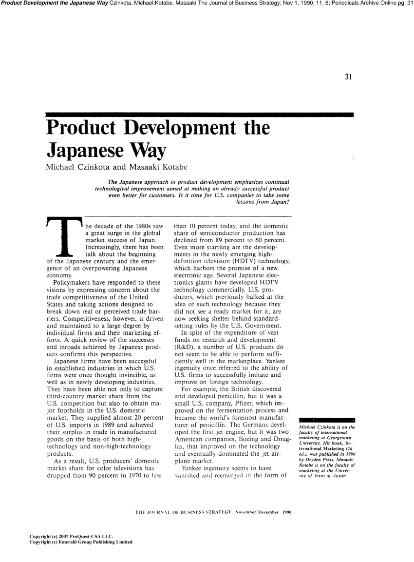 product development in japan case study