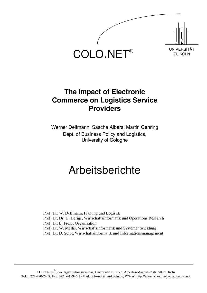 pdf the impact of electronic commerce on logistics service providers