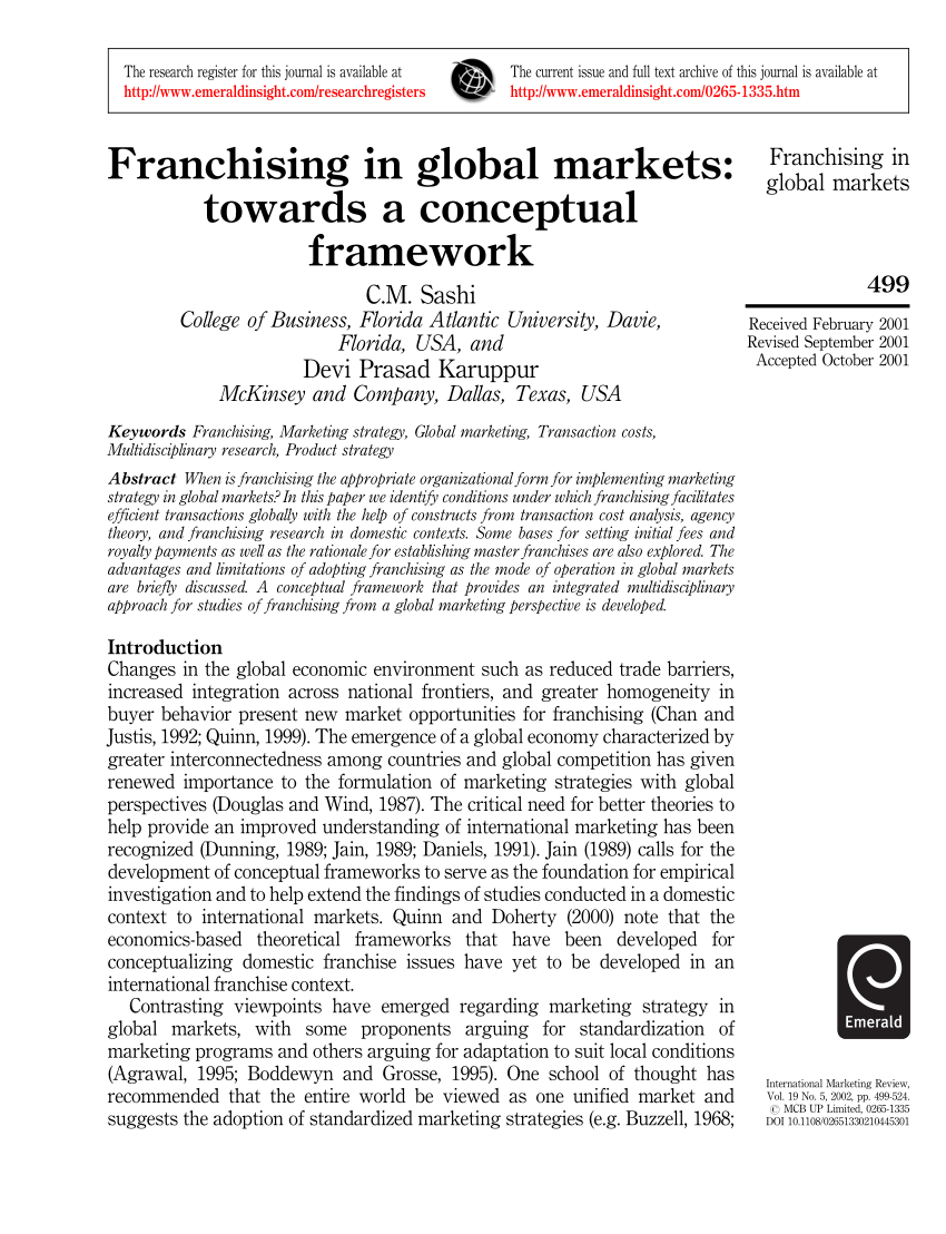research paper topics about franchise