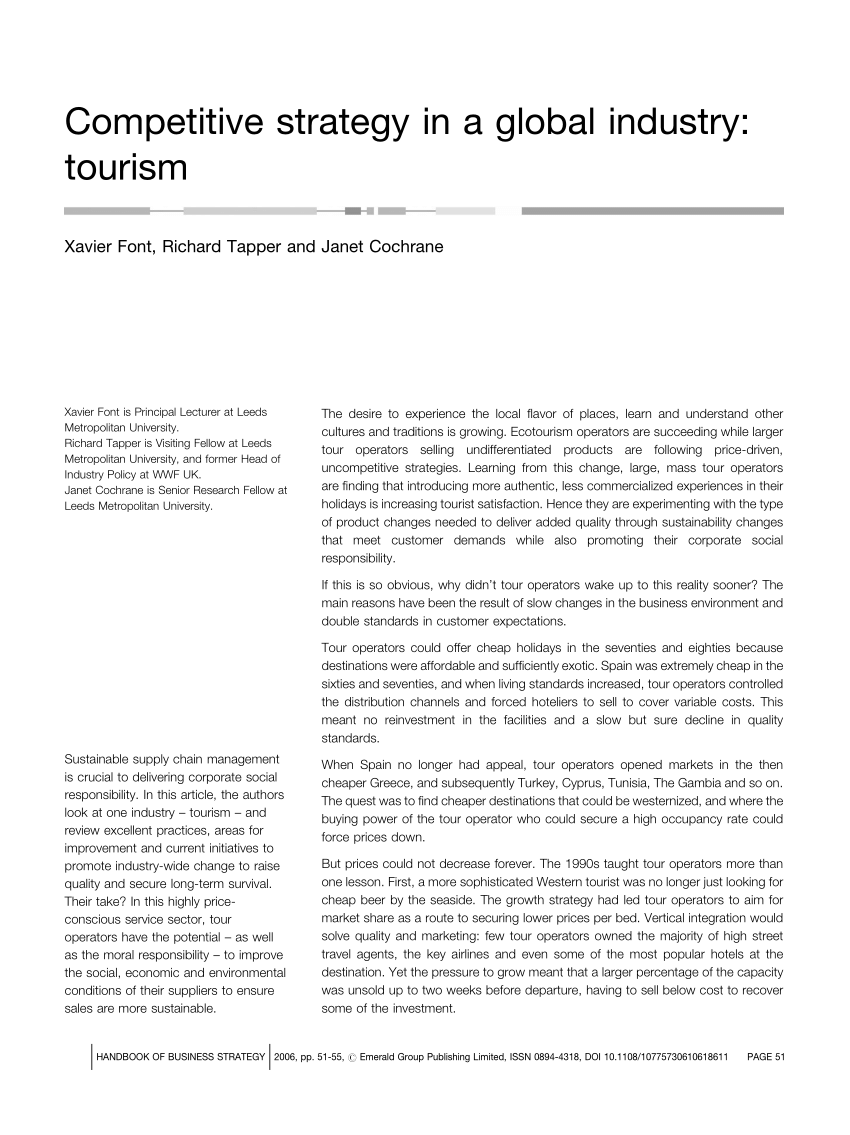 tourism research strategy