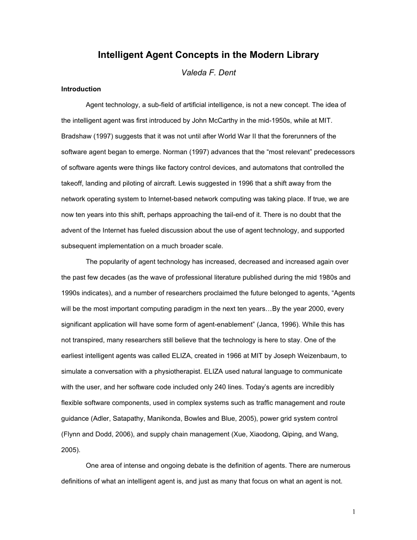 Pdf Intelligent Agent Concepts In The Modern Library
