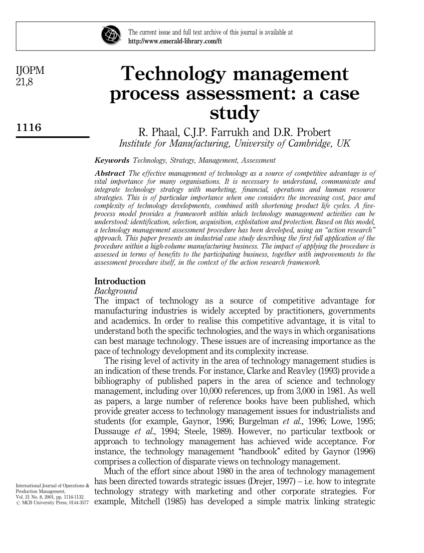 case study on technology management