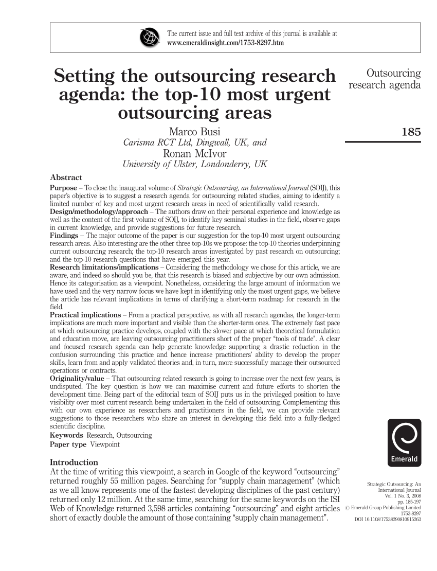 outsourcing thesis research