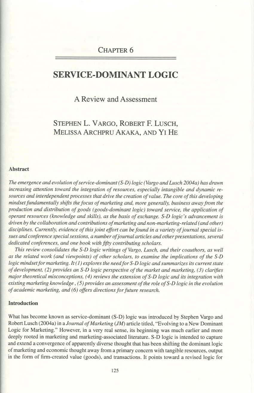 service dominant logic essay