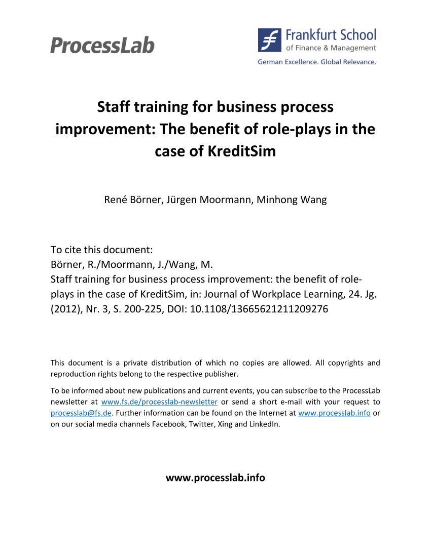 Pdf Staff Training For Business Process Improvement The Benefit