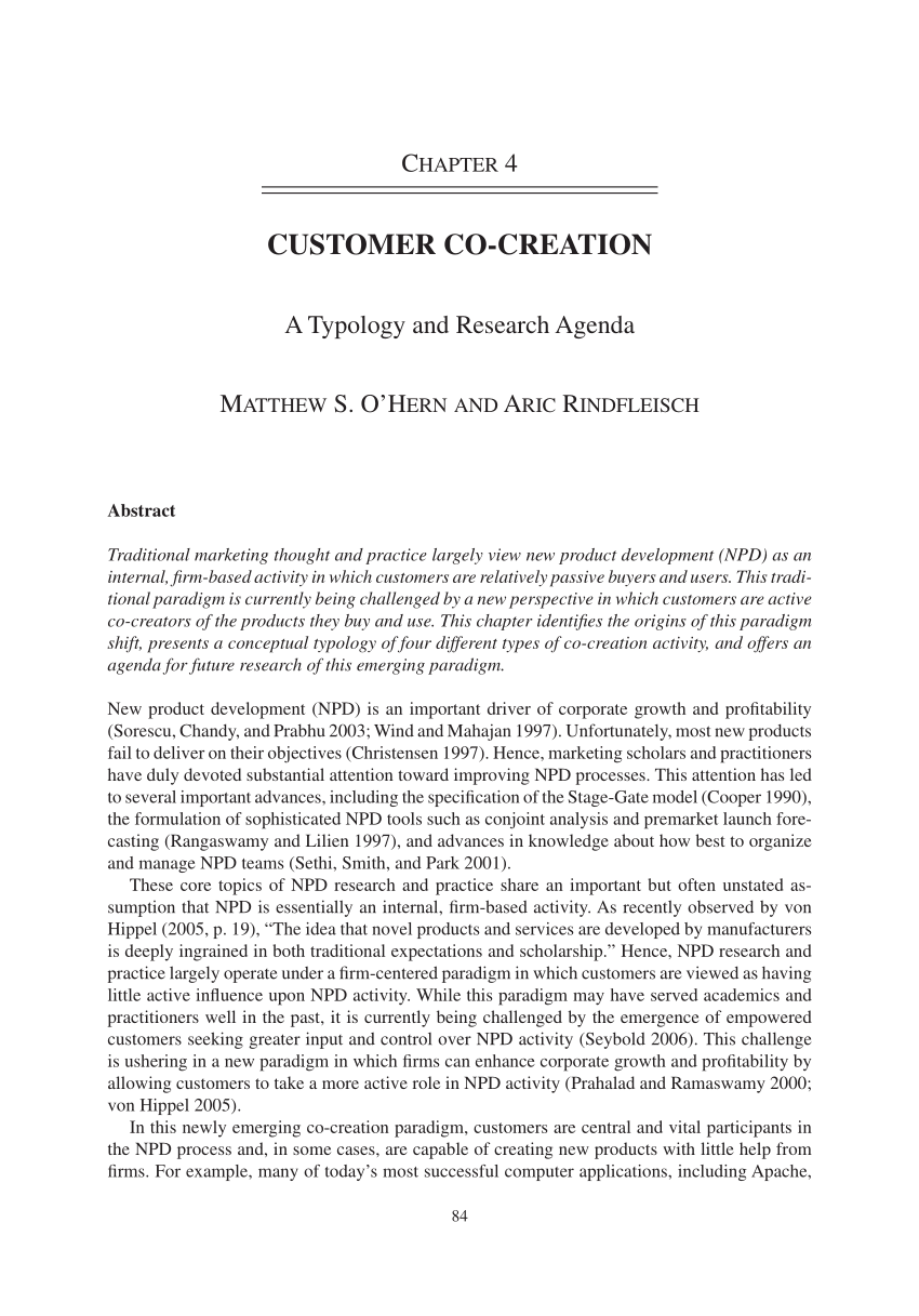 Pdf Customer Co Creation A Typology And Research Agenda