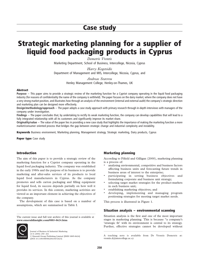 Paper on strategic marketing