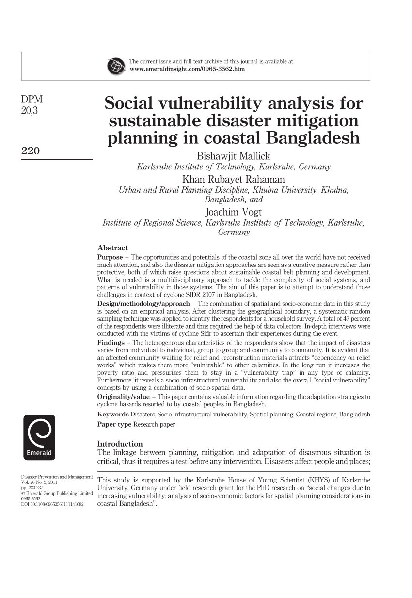 social vulnerability research paper
